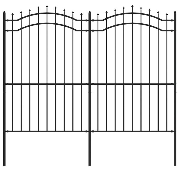 VidaXL Vrtna ograja s suličastim vrhom črna 222 cm prašno jeklo