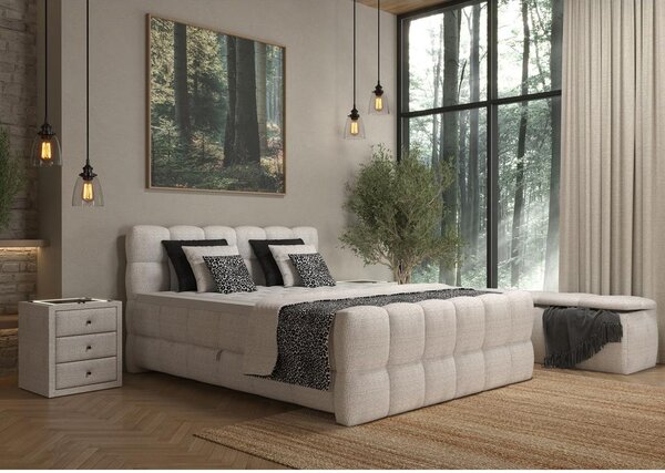 Premium Living Postelja Boxspring Brisbane, Sivobela, 200x200