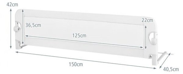Posteljna varovala, dim. 150x40,5x42 cm (bela)