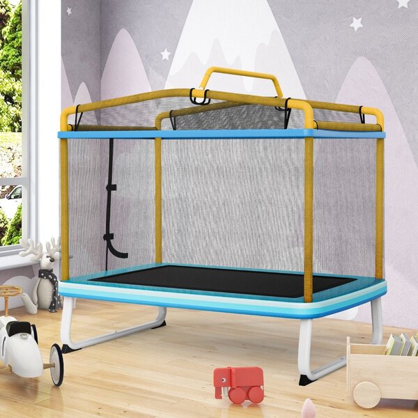 Pravokotni trampolin 3v1, 190 x 124 cm (modra - rumena barva)