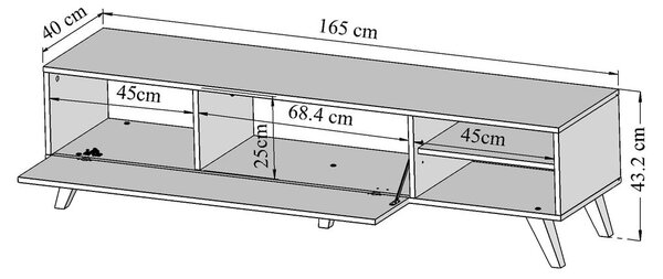 Bela/naravna TV omarica v hrastovem dekorju 165x43 cm Prism – TemaHome