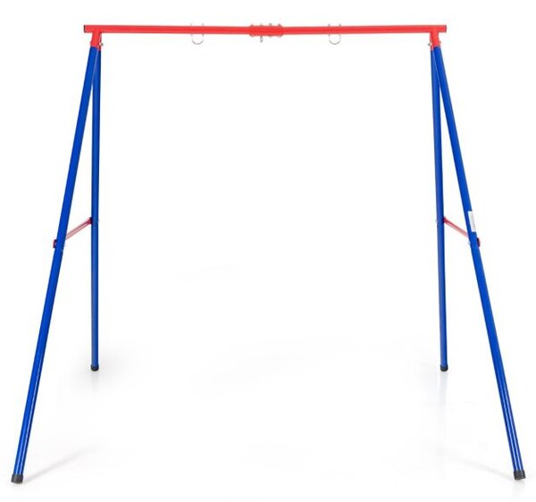 Robusten kovinski gugalni okvir A-frame, vrtni gugalni okvir 194 x 184 x 180 cm, rdeča + modra