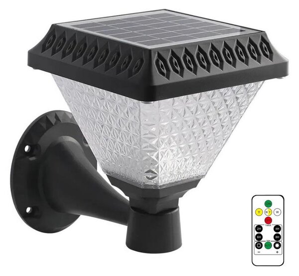 LED Zatemnitvena solarna stenska svetilka LED/0,8W/5,5V IP44 + Daljinski upravljalnik