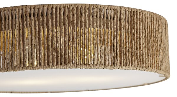 Japandi stropna svetilka naravna s senčilom 38 cm 2-luči - Luz