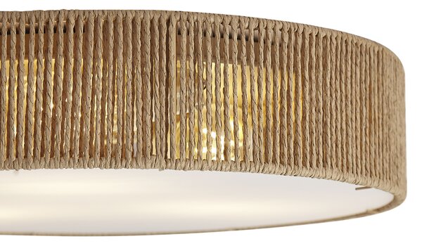 Japandi stropna svetilka naravna s senčilom 46cm 3-luči - Luz