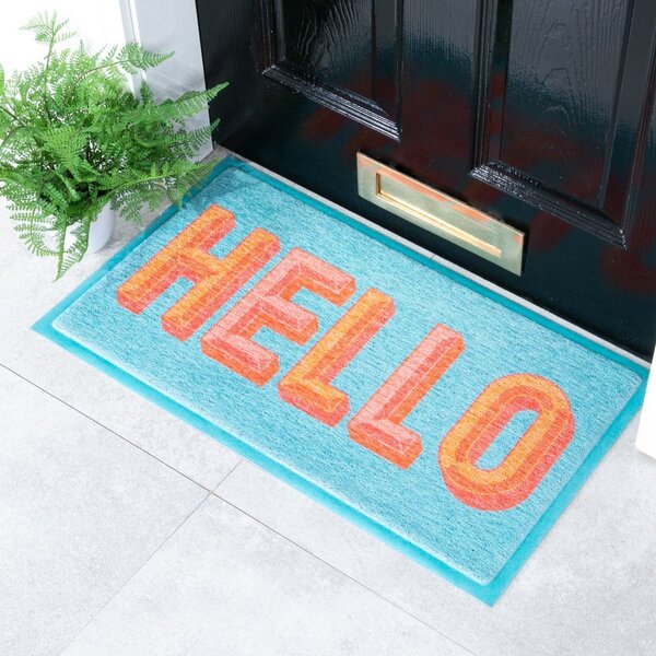 Predpražnik iz reciklirane plastike 40x70 cm Blue Hello – Artsy Doormats
