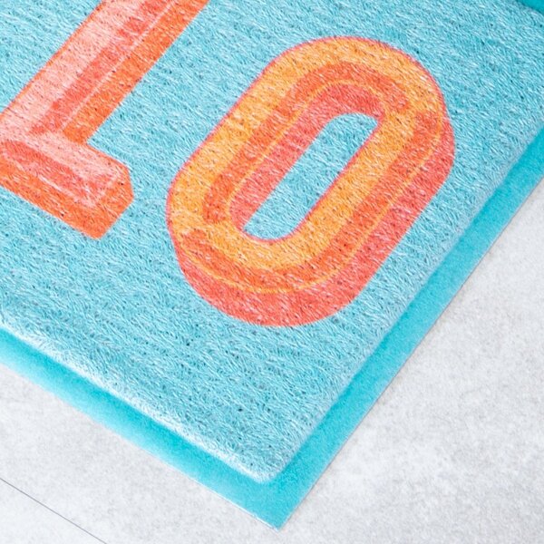 Predpražnik iz reciklirane plastike 40x70 cm Blue Hello – Artsy Doormats