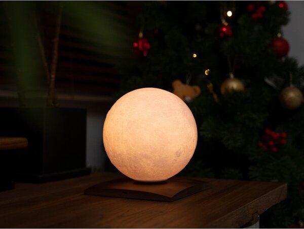 Temno rjava LED namizna svetilka iz masivnega oreha (višina 19,5 cm) Smart LunaSpin – Gingko