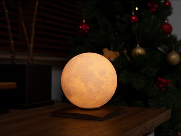 Temno rjava LED namizna svetilka iz masivnega oreha (višina 19,5 cm) Smart LunaSpin – Gingko