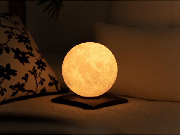 Temno rjava LED namizna svetilka iz masivnega oreha (višina 19,5 cm) Smart LunaSpin – Gingko