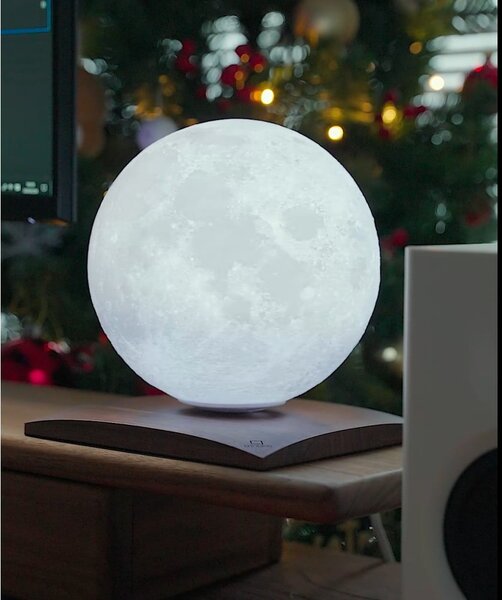 Temno rjava LED namizna svetilka iz masivnega oreha (višina 19,5 cm) Smart LunaSpin – Gingko