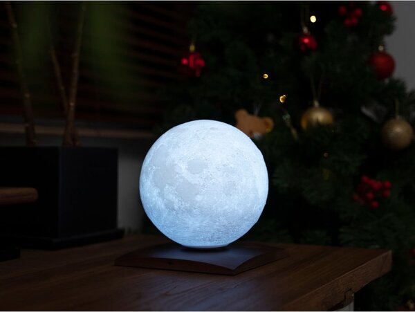 Temno rjava LED namizna svetilka iz masivnega oreha (višina 19,5 cm) Smart LunaSpin – Gingko