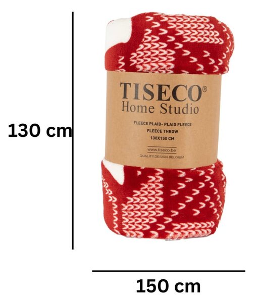 Rdeča odeja z božičnim motivom iz sherpa flisa 130x150 cm – Tiseco Home Studio