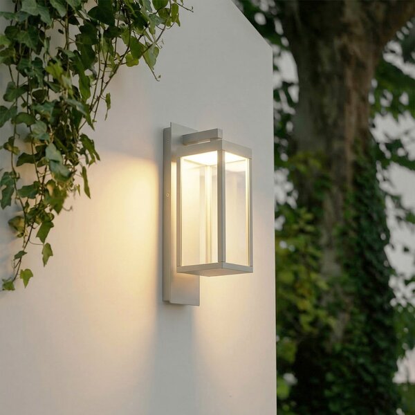 Lucande LED-stenna svetilka za zunanjo uporabo Ferdinand, kamnito siva, IP54, Siva, Aluminij, Sodobni