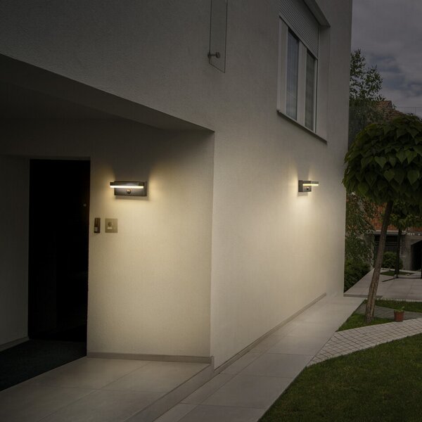 OSRAM stenska svetilka ENDURA STYLE ROBUST, senzor, temno siva IP54, Siva, Aluminij, Sodobni, Stenska vtičnica spodaj