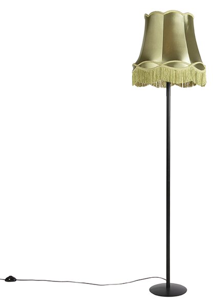 Retro stoječa svetilka črna z babičinim odtenkom zelena 45 cm - Simplo