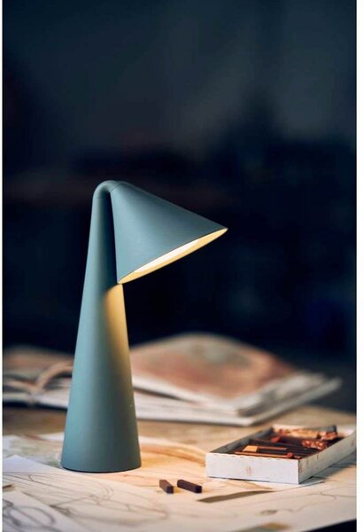FRANDSEN LED-akumulatorska namizna svetilka Ami, zelena, 32 cm, z možnostjo, zatemnjen, Zelena, Dnevna soba / jedilnica, Plastika, Sodobni
