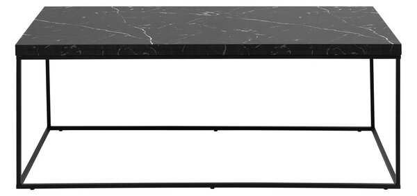 Črna mizica z mizno ploščo v marmornem dekorju 55x110 cm Barossa – Actona