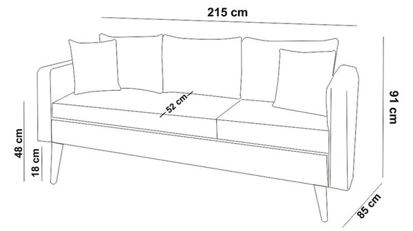 Svetlo modra sedežna garnitura 215 cm Sofia – Balcab Home