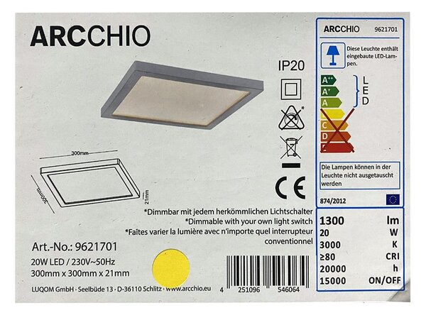 Arcchio - LED Zatemnitvena stropna svetilka SOLVIE LED/20W/230V