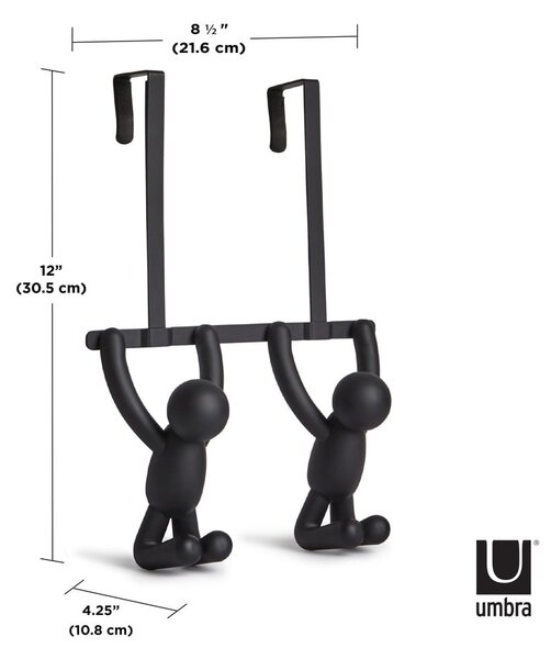 Črn plastični obešalnik za vrata 22 cm Buddy - Umbra