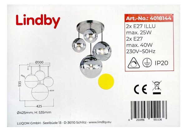 Lindby - Lestenec na drogu RAVENA 2xE27/40W/230V + 2xE27/25W