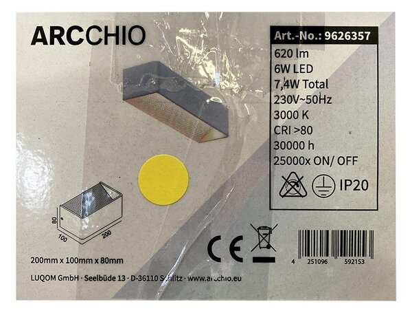 Arcchio - LED Stenska svetilka KARAM LED/6W/230V