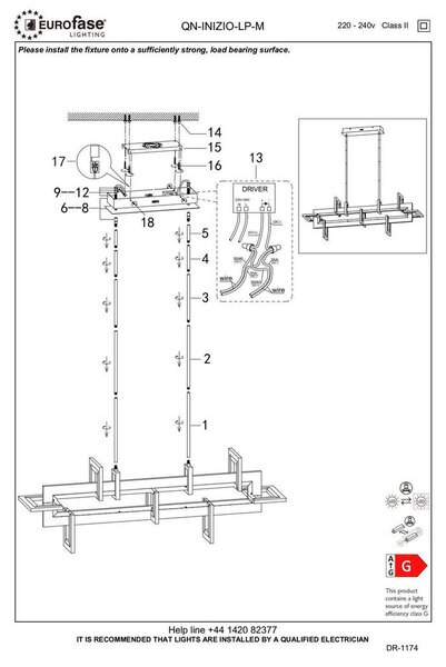 VISEČA LED-SVETILKA Eurofase 86 W 3305 lm 3000 K 220-240 V