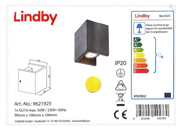 Lindby - Stenska svetilka GERDA 1xGU10/50W/230V