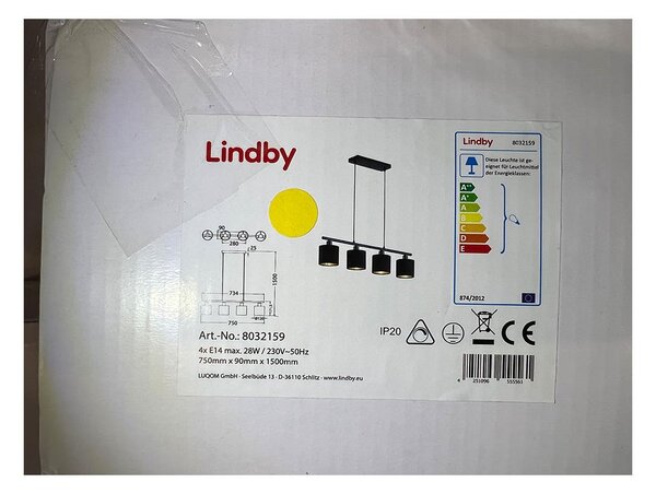 Lindby - Lestenec na vrvici VASILIA 4xE14/28W/230V