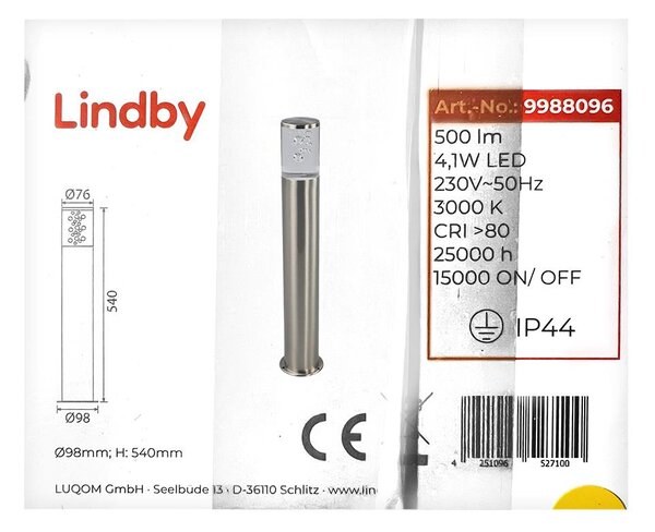 Lindby - LED Zunanja svetilka BELEN LED/4,1W/230V IP44