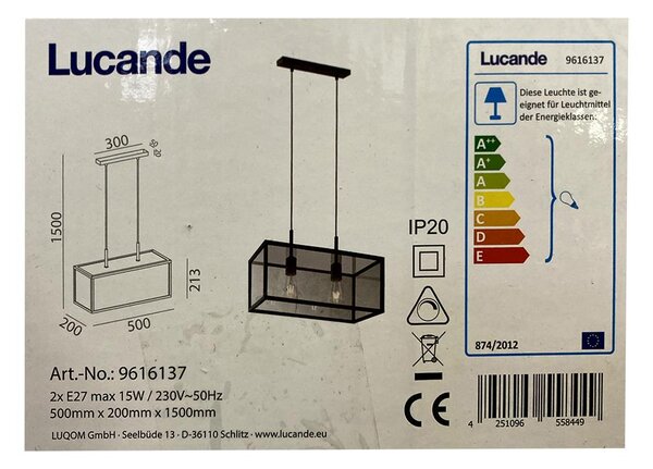 Lucande - Lestenec na vrvici BEYZA 2xE27/15W/230