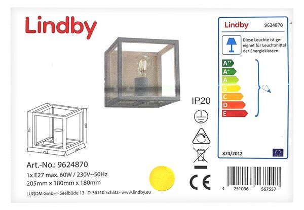 Lindby - Stenska svetilka MERON 1xE27/60W/230V