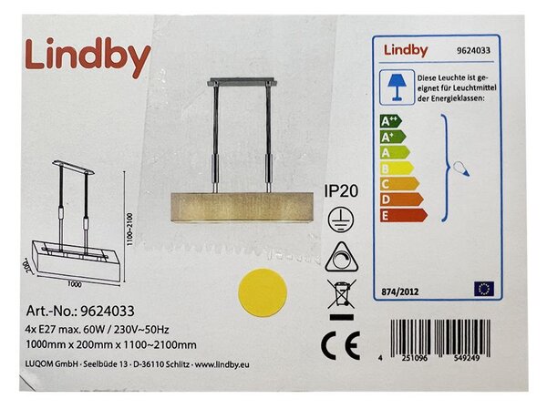 Lindby - Lestenec na vrvici MARIAT 4xE27/60W/230V