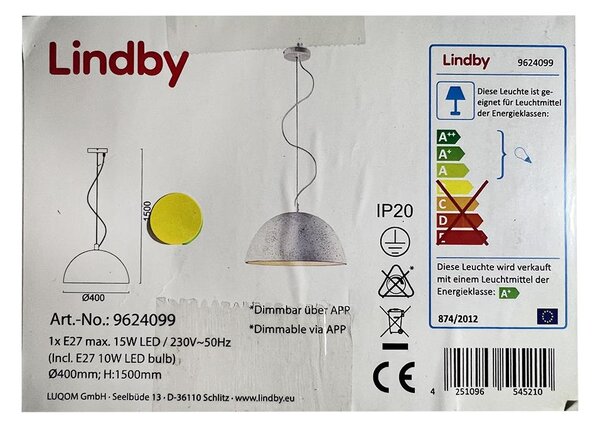 Lindby - LED RGB Zatemnitveni lestenec na vrvici CAROLLE LED/10W/230V