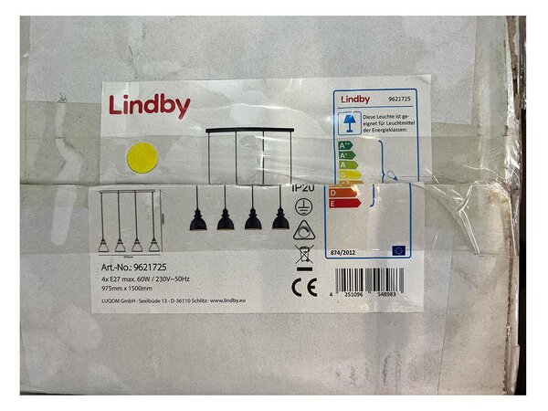 Lindby - Lestenec na vrvici JASMINKA 4xE27/60W/230V