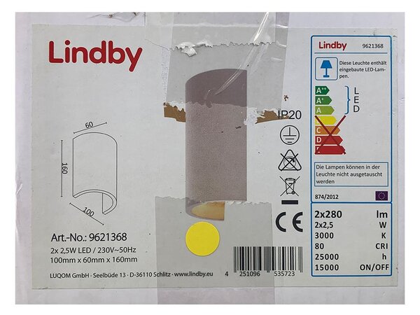 Lindby - LED Stenska svetilka JENKE 2xLED/2,5W/230V