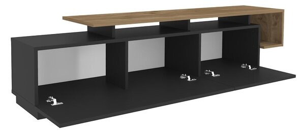 Črna TV omarica v orehovem dekorju 180x46 cm Pia – Kalune Design