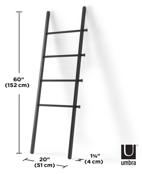 Črna dekorativna lestev iz topola Leana - Umbra