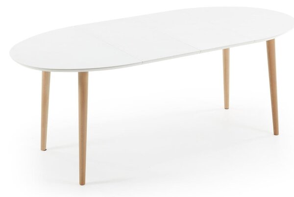 Raztegljiva jedilna miza z belo mizno ploščo 90x120 cm Oqui – Kave Home
