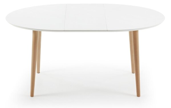 Raztegljiva jedilna miza z belo mizno ploščo 90x120 cm Oqui – Kave Home
