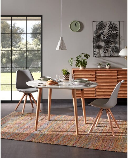 Raztegljiva jedilna miza z belo mizno ploščo 90x120 cm Oqui – Kave Home
