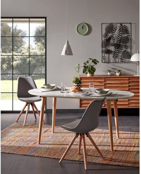 Raztegljiva jedilna miza z belo mizno ploščo 90x120 cm Oqui – Kave Home