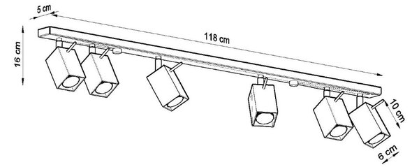 Sivo točkovno svetilo 6x118 cm Toscana – Nice Lamps