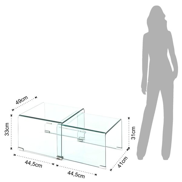 Steklene mizice v kompletu 2 ks 44.5x49 cm Cristal – Tomasucci