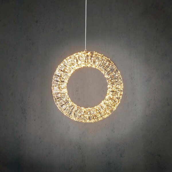 Božična viseča svetilka Venec srebrna 45 cm vklj. LED IP44 - Nawa