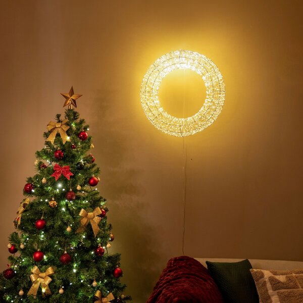 Božična viseča svetilka Venec srebrna 60cm vklj. LED IP44 - Nawa