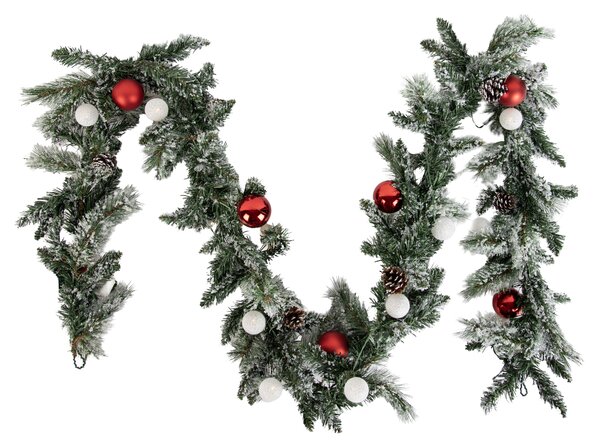 Božična girlanda bela z rdečo 270 cm vklj. LED s časovnikom - Jack