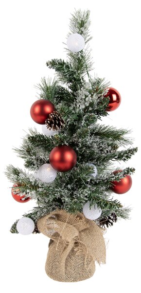 Božično drevo belo z rdečo barvo 60 cm vklj. LED s časovnikom - Jack