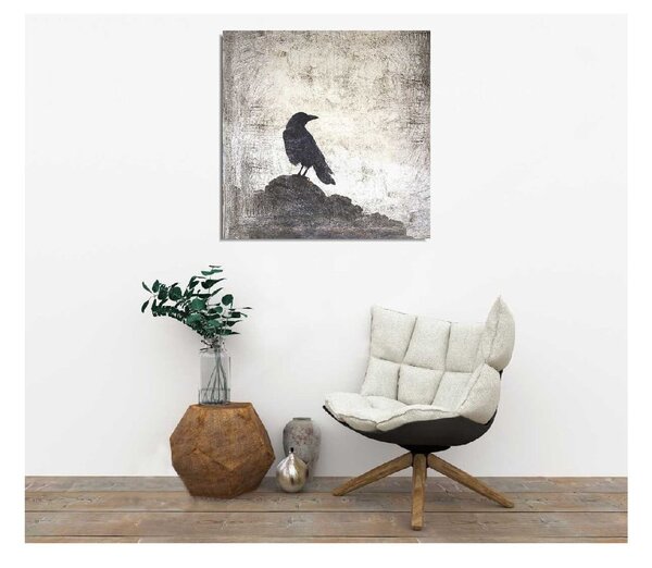 Stenska slika na platnu Black Bird, 45 x 45 cm